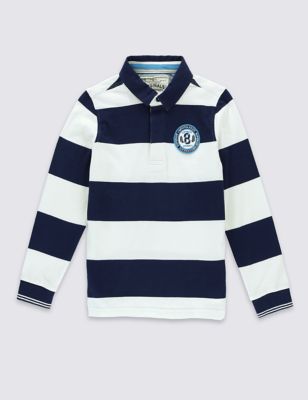 Pure Cotton Striped Rugby Top &#40;3-14 Years&#41;